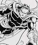 Feral, Exodus, Machine Gun+ Thor, Wendingo, Emplate Marvel Cards Art by Sergio Cariello.&copy;Marvel